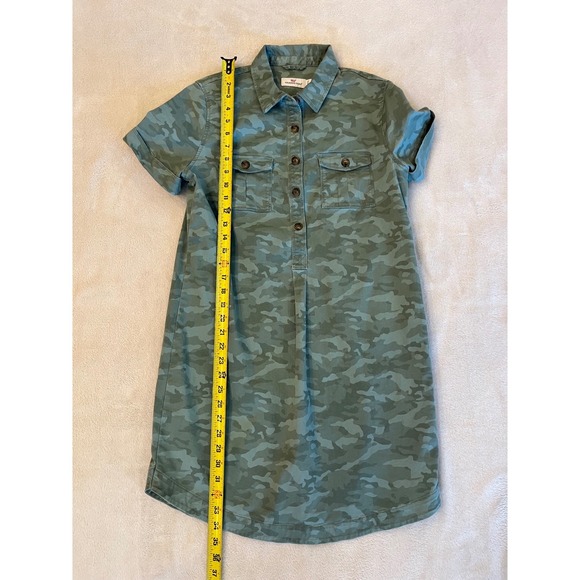Vineyard Vines Margo Tonal Camo Shirt Dress Green Size 6 Short Sleeve Utility - Picture 7 of 7